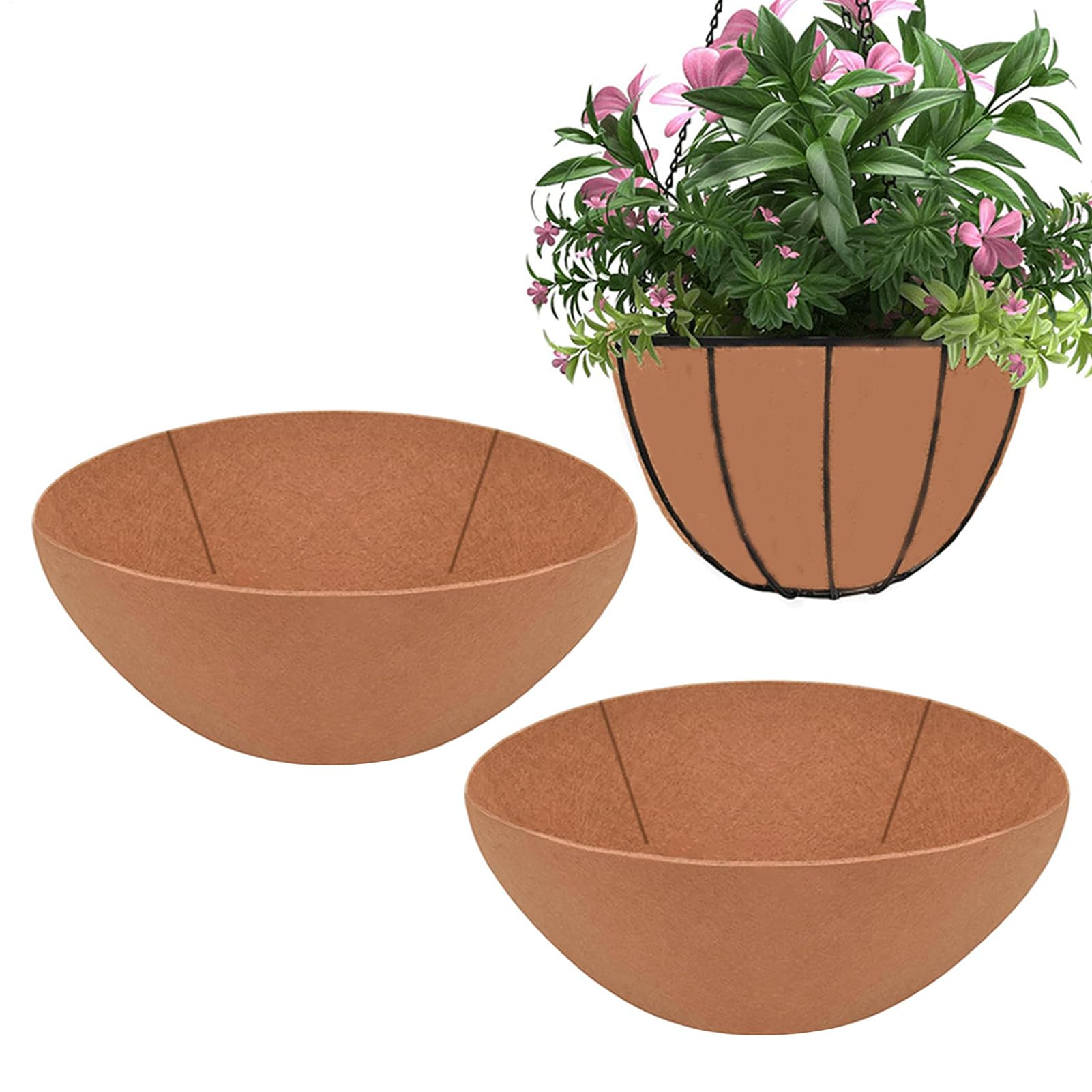 Inserts en tissu pour paniers de fleurs de terrasse et balcon rond