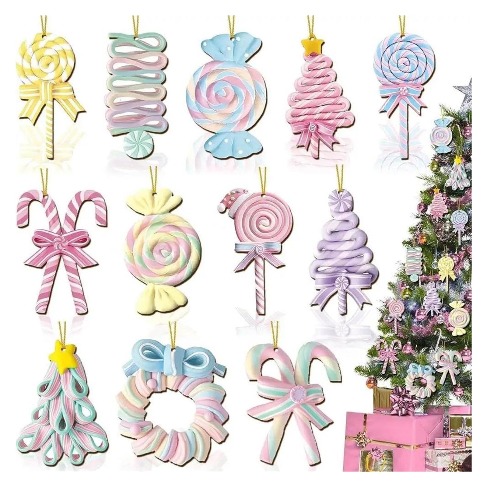 24.12.36 Weihnachts-Pastell-Bonbon-Ornamente