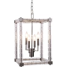 Elegant Lighting 1461D13PN Cristal Collection 4-Light Pendant Lamp, 13" Length x 13" Width x 20.5" Height, Polished Nickel Finish, Crystal