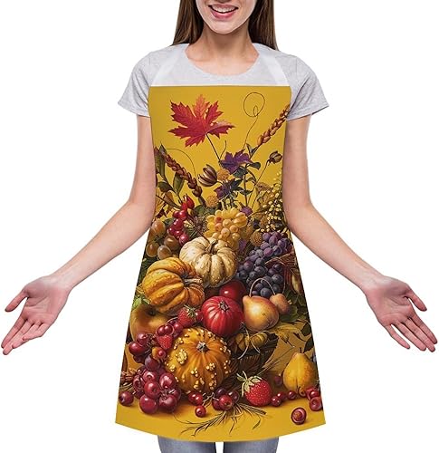 Miniatura 3 de MUSM Apron for Adults - 27.6 X 31.5 Inch, Heavy-Duty Polyester Aprons with Two Large Pockets, Waterproof Pale Yellow Flowers Kitchen Apron for