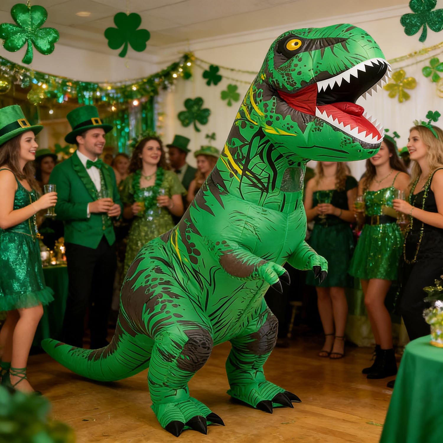 JASHKE Nadmuchiwany kostium dinozaura dla dorosłych, nadmuchiwany kostium dinozaura, kostium na Halloween, fantazyjny strój dla dorosłych