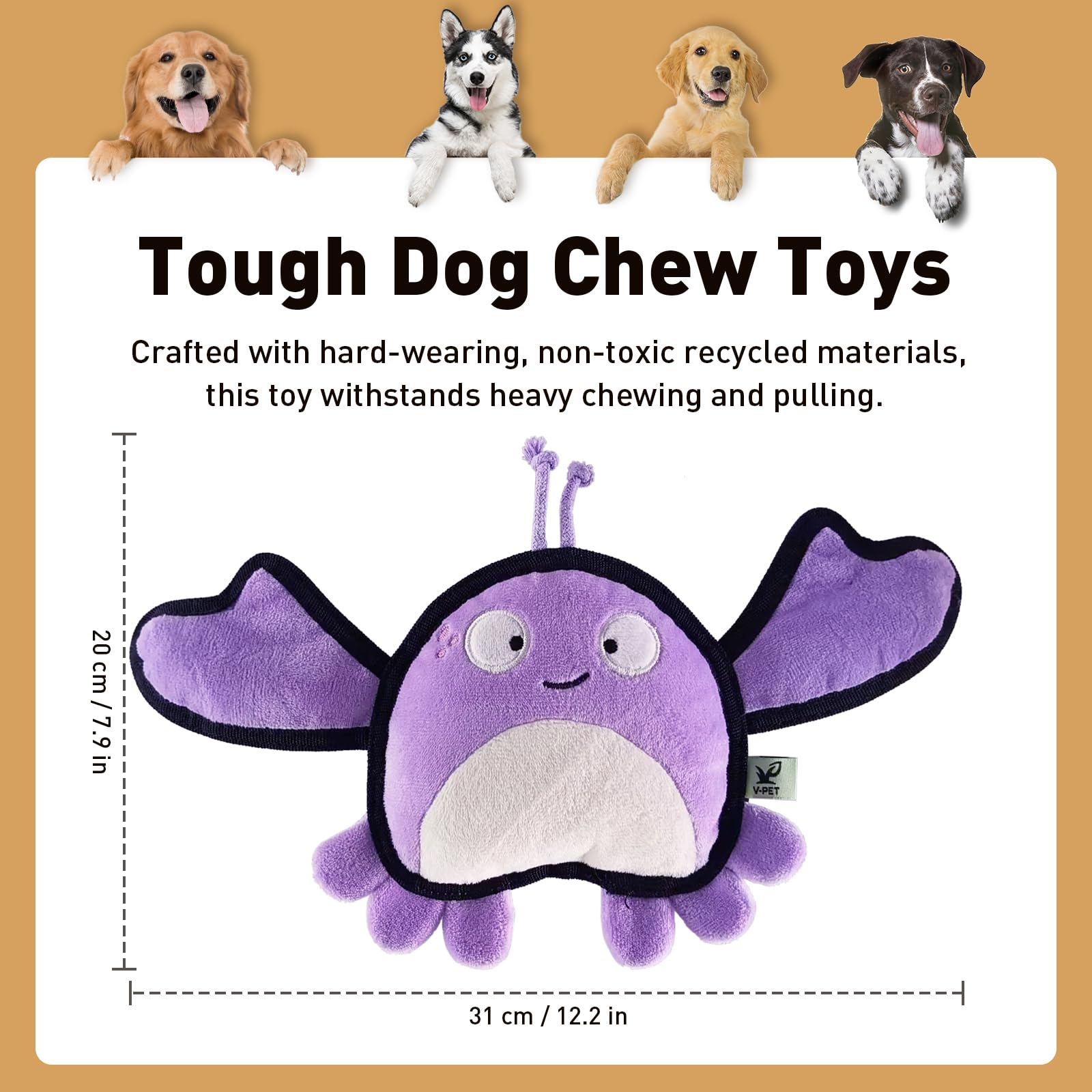 Duuclume Squeaky Dogs Chew Toys, Interactive Dog Toys with Crinkle for Boredom Soft Plush Stuffing for Medium and Large Dogs - Image 2