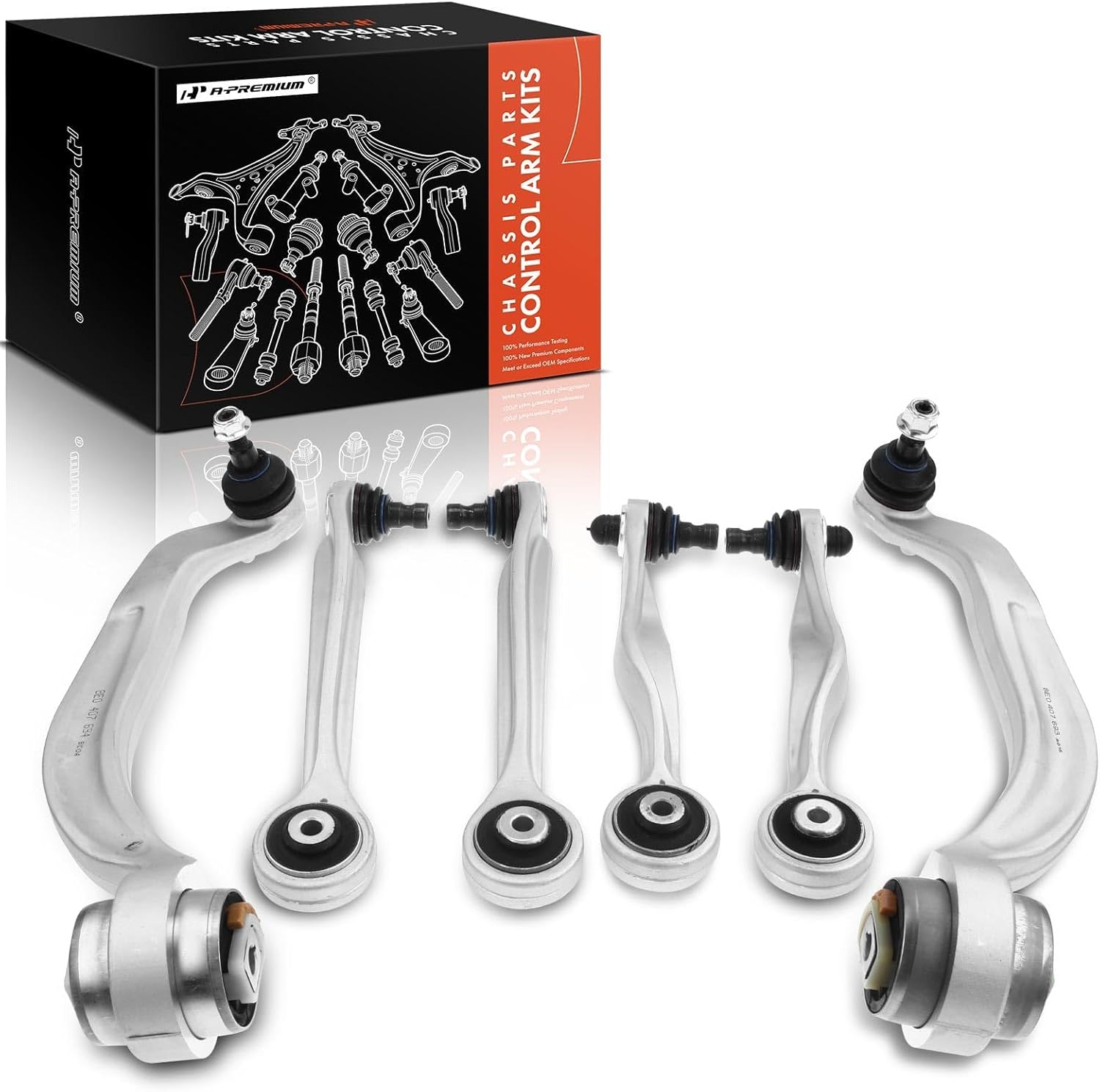 A-Premium 6Pcs Front Lower & Upper Control Arm, with Ball Joint & Bushing, Compatible with Volkswagen Passat 1999-2005, Audi A4/A4 Quattro 1999-2004, A6/A6 Quattro 1998-2004, S6 2002-2003