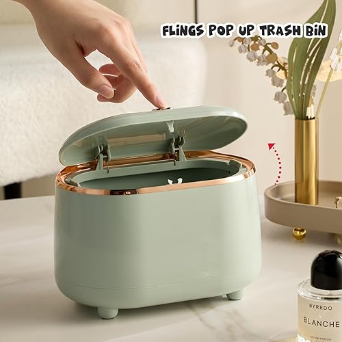Miniatura 2 de Mini bote de basura con tapa, cubo de basura extraíble de plástico para oficina, cesta de basura pequeña para baño, oficina, cocina, escritorio,