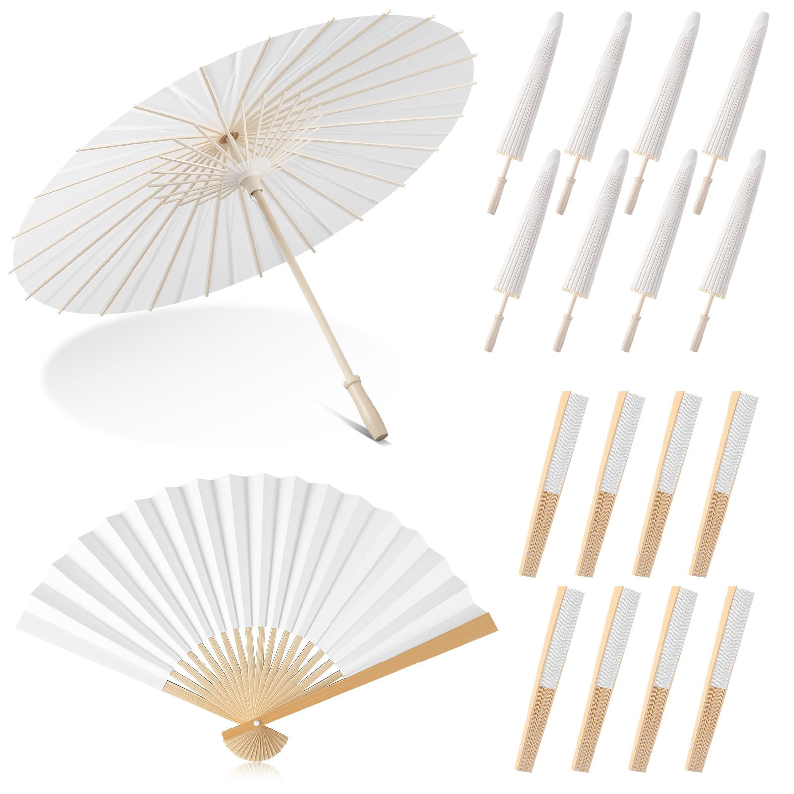 8/12/36/50 Set Papierschirm mit Fächern, Regenschirmen, Outdoor-Papier-Sonnenschirm, Geschenk für Hochzeit, Braut, Dusche, Partygeschenk