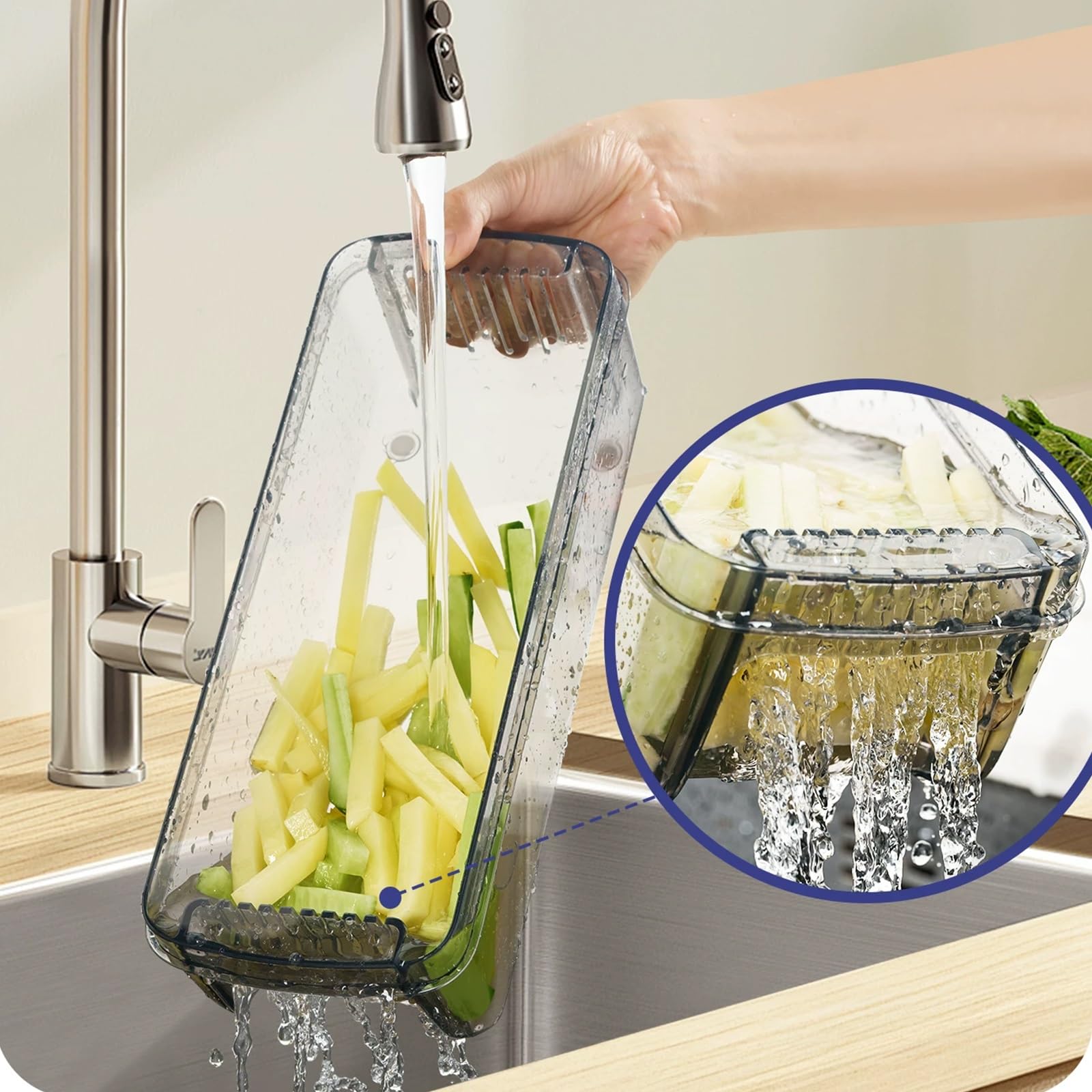 Cortador de Verdura Manual, Mandolina de Cocina Multifuncional, Panel Material ABS, Gran Capacidad, Utensilios Cocina y Artículos Esenciales para la Preparación Alimentos