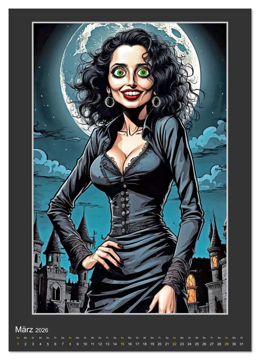 Die Schreckensschwestern vom Hotel Horror (hochwertiger Premium Wandkalender 2026 DIN A2 hoch), Kunstdruck in Hochglanz: Grunge, Gothic, Horror und zwölf Frauen. (CALVENDO Spass)