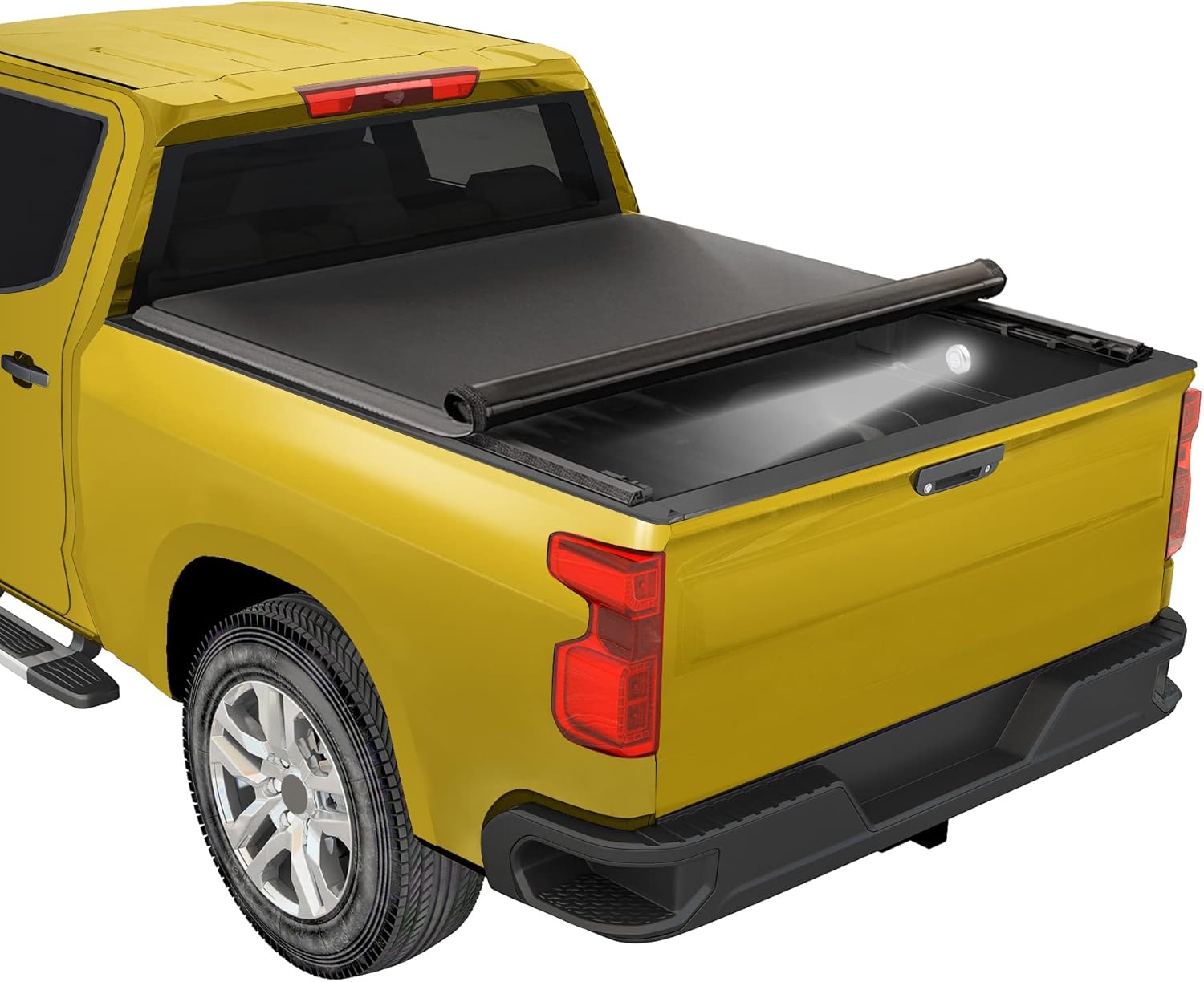 JDMSPEED Soft Tri-Fold Truck Bed Tonneau Cover Compatible with 2015-2023 Chevy Colorado/GMC Canyon 5 FT,Truck Bed Cover with LED Light and 118 inch Waterproof Strips