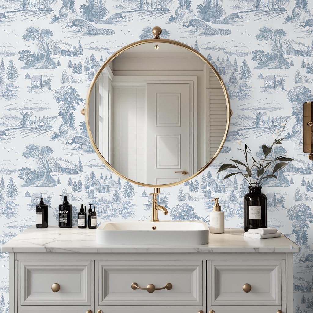 Abyssaly 17.3"×78.7" Toile Peel and Stick Wallpaper + Peel and Stick Wall Panels - 118" x 15.7" Faux 3D Wood Slat Wallpaper