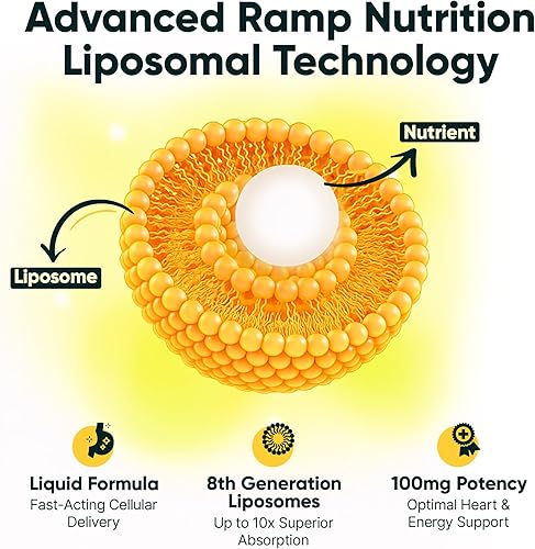 Miniatura 4 de Ramp Nutrition Líquido liposomal CoQ10  Coenzima Q10 de alta absorción para el corazón, la energía y el apoyo celular  30 porciones