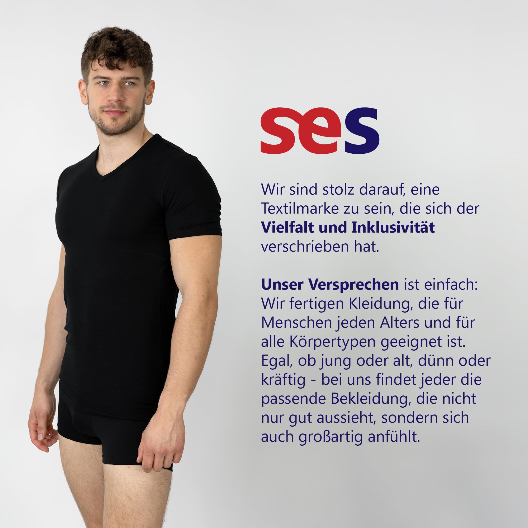 SES 2er Pack Herren Business Kurzarm Unterhemd mit V-Ausschnitt
