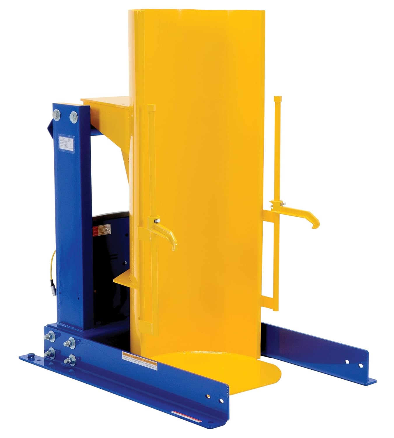 Vestil HDD-36-7-S Steel Stationary Hydraulic Drum Dumper 36 In. Dump Height 750 Lb. Capacity Blue / Yellow