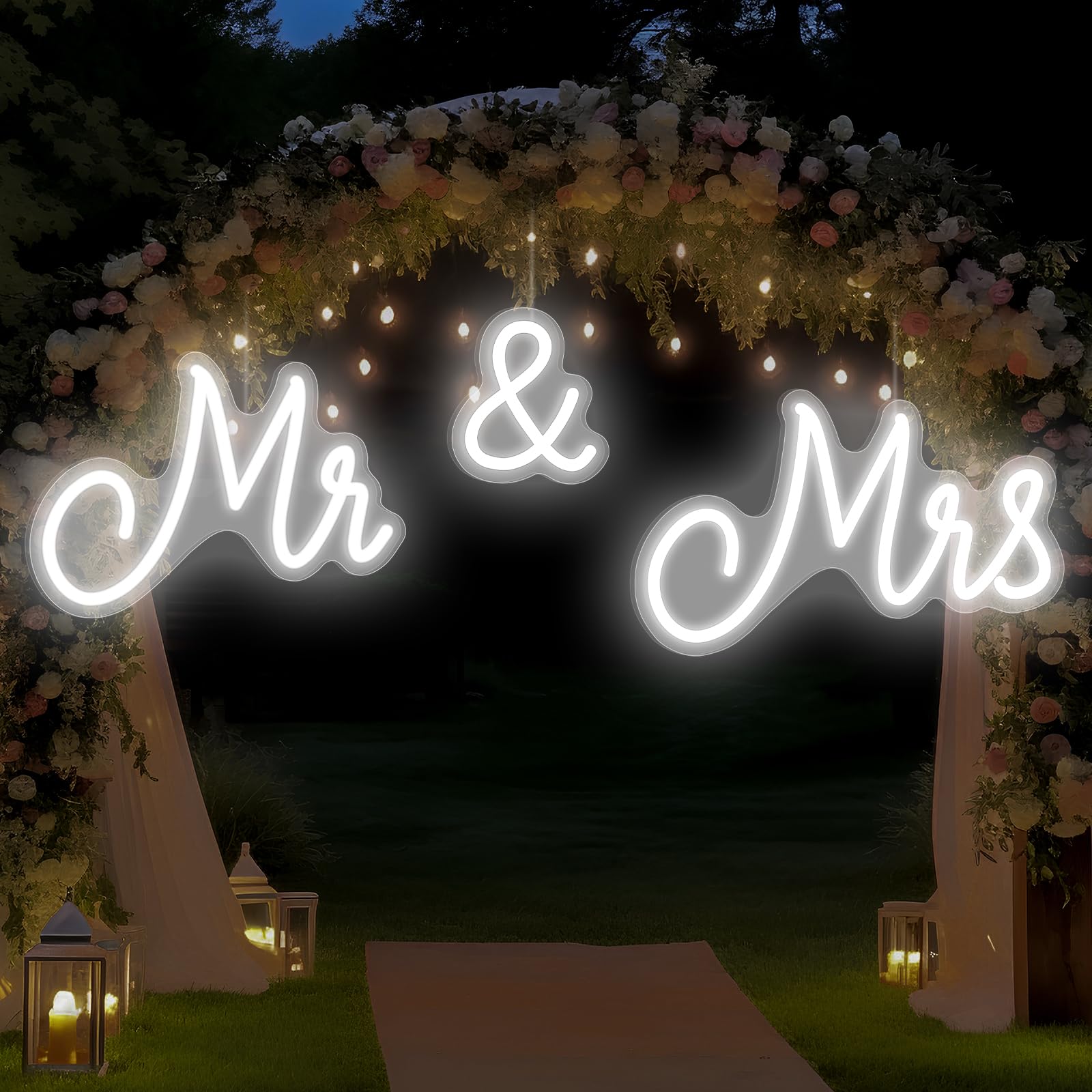 Letrero de neón para boda, luz de neón LED, telón de fondo para decoración de pared, letrero USB Mr and Mrs, decoración de recepción de boda, regalos para aniversario, banquete de compromiso