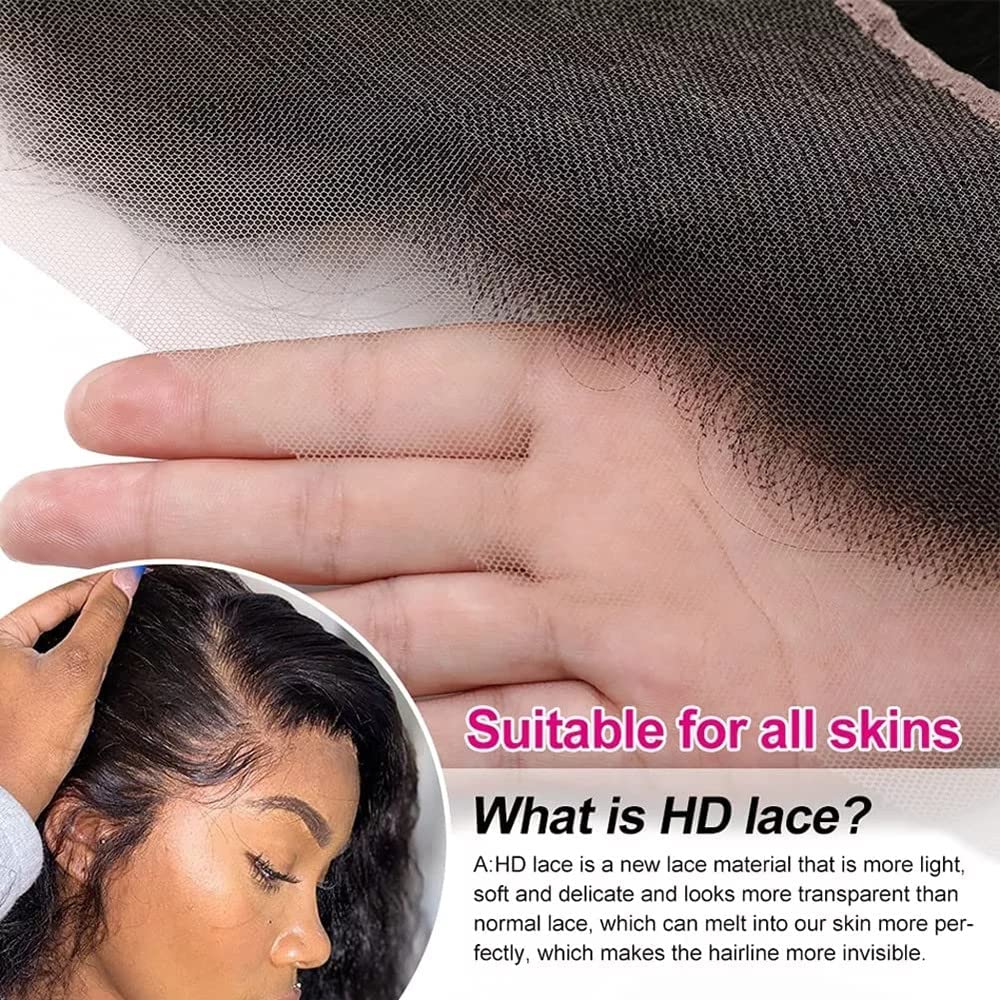 Body Wave Frontal 13 x 4 HD Transparent Lace Frontals With Bangs Baby Hair 100% Remy Human Hair 150% Density Natural Color (14 Inch)