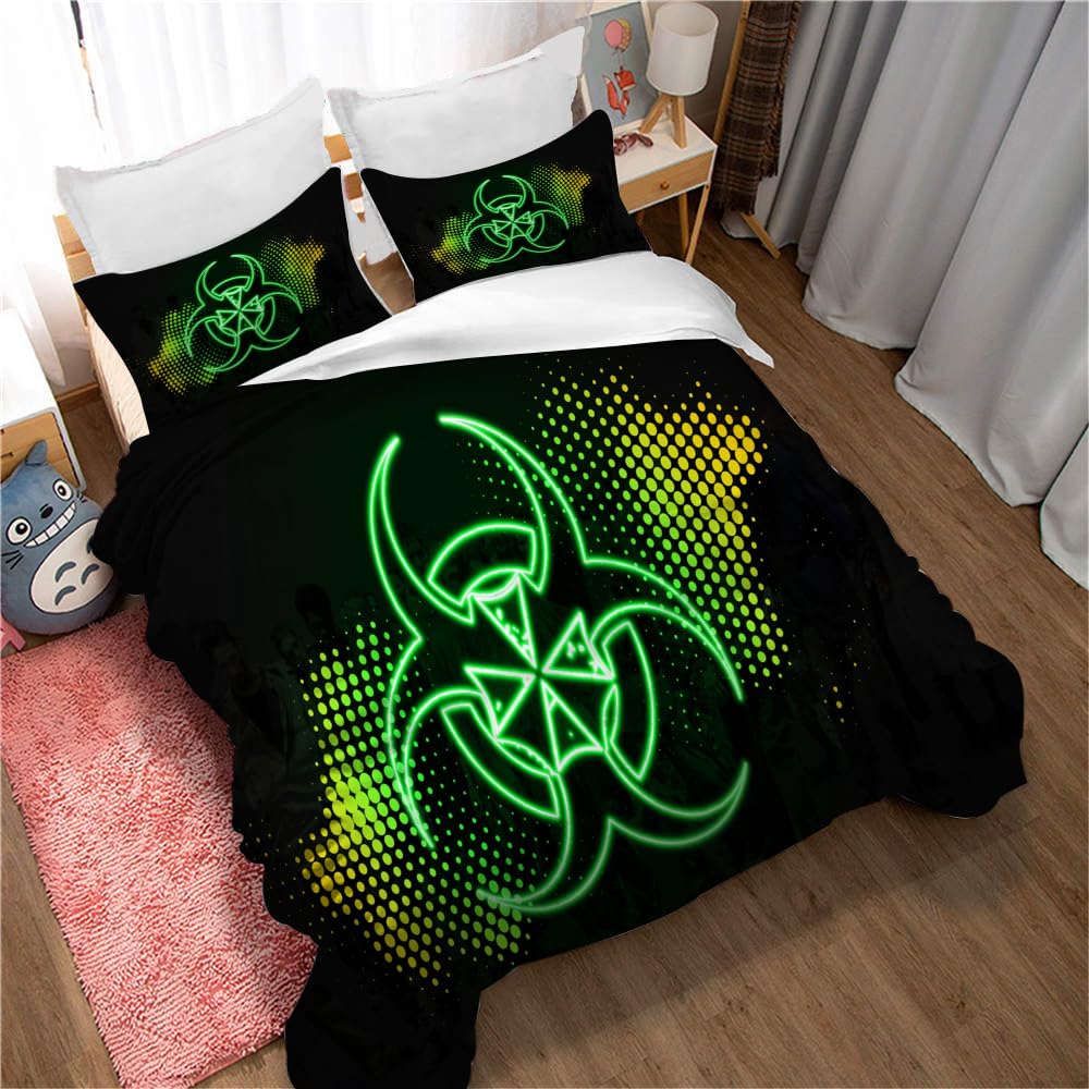 Cotton Pure Resident Evil Bedskirt Set Thickened Bed Sheet Quilt Cover 3PC Bedding (200x200cm(Double),Resident Evil 03)
