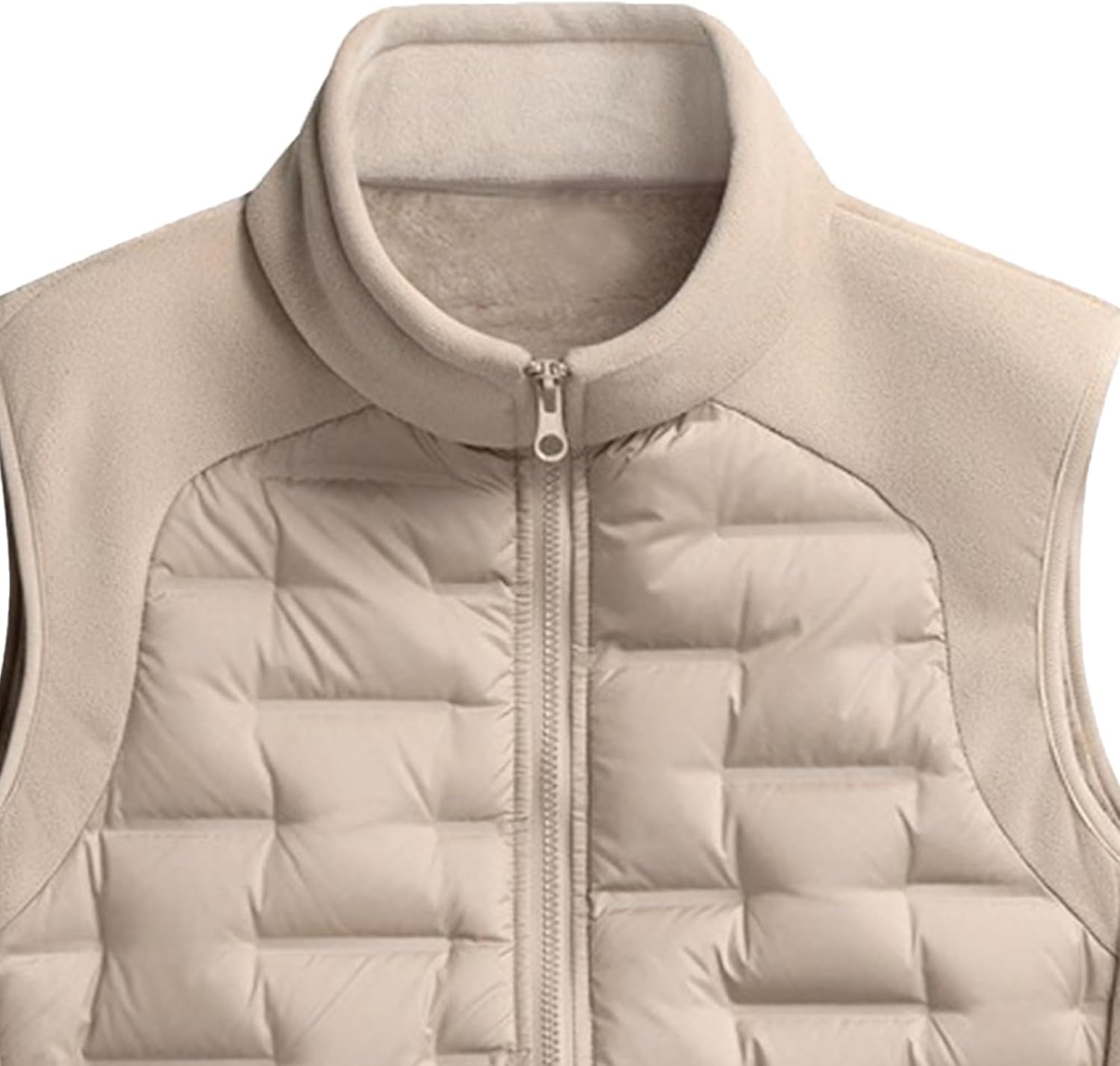 DGHM-JLMY Men's Stand Collar Lightweight Puffer Vest Fleece Zip Up Coat Waistcoat Sleeveless Quilted Gilet Jacket
