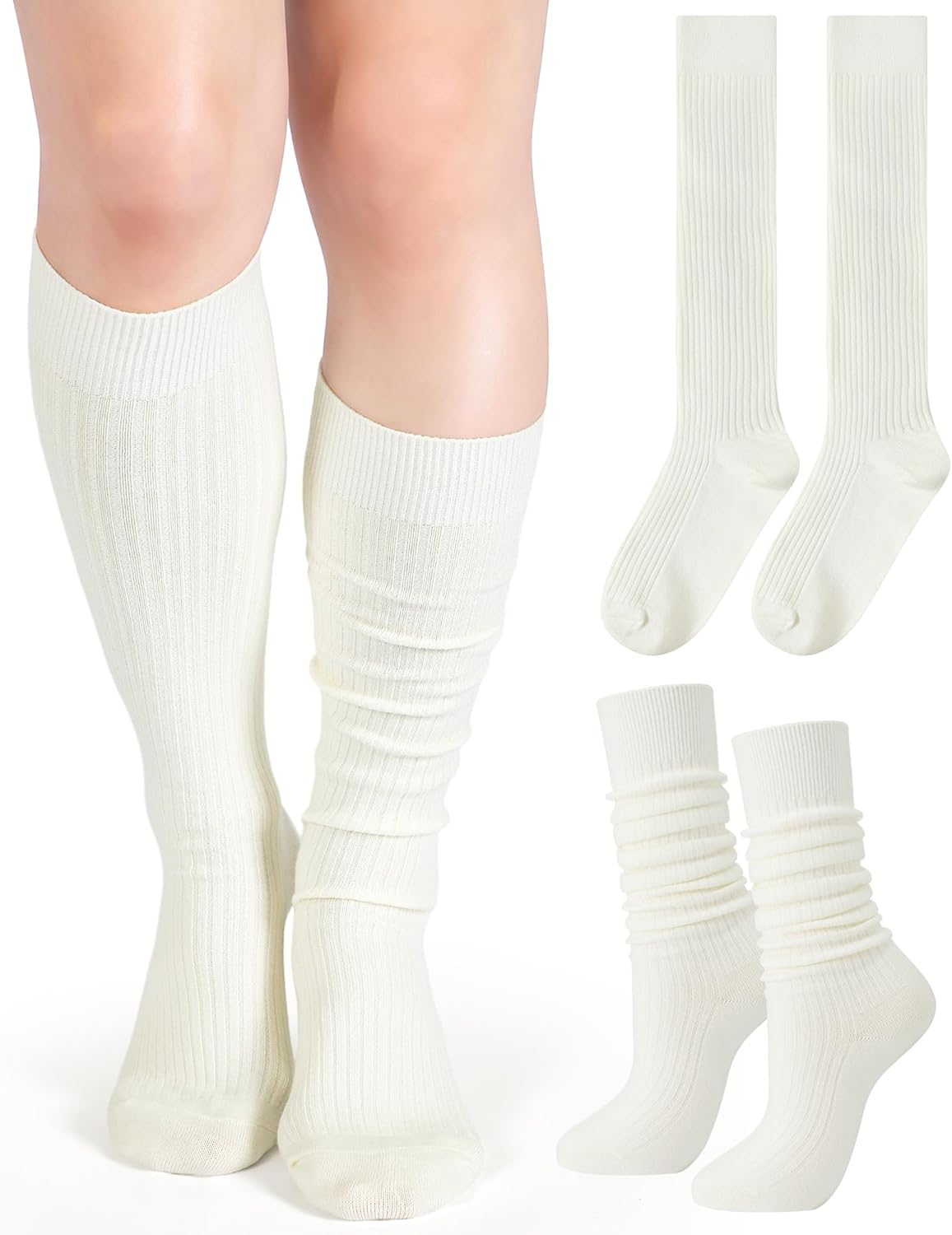 Shihanee 1 Pair Women's Knee High Socks Soft Warm Ribbed Knit Boot Slouch Socks Winter Holiday Warmer Gifts for Women Girls - Image 2