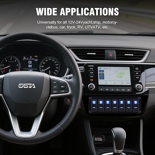 Vista 89 de Panel de interruptor basculante de aluminio de 8 bandas, panel de interruptor de 12 V/24 V, 3 pines de encendido/apagado, panel de interruptor