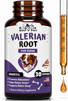 Valerian Root for Dogs - Valerian for Dogs - May Help to Calm & Relax, Improve Sleep, and Much More - Dog Anxiety Relief - Dog Sleep Aid - 1 fl oz - Bacon Flavor