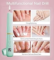 Vista 5 de Taladro eléctrico de uñas, máquina lima Efile Set para uñas de gel acrílico, kit de máquina de taladro de uñas portátil, herramientas de pedicura