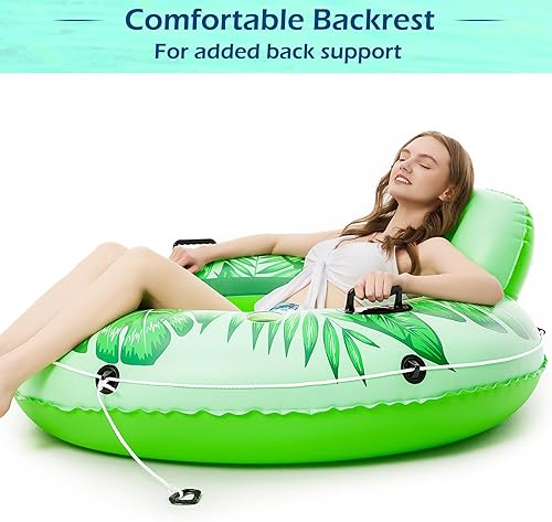 Miniatura 4 de Jasonwell Flotador inflable de tubo de río, flotador de río resistente, flotadores de piscina para lago, tubos de agua de primera calidad para