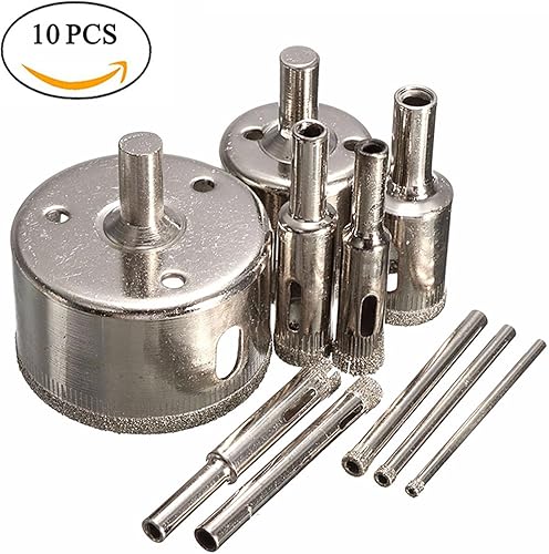 Miniatura 3 de Juego de brocas de vidrio recubierto de diamante, 10 piezas, abridor de agujero de mármol de cerámica de diamante HSS