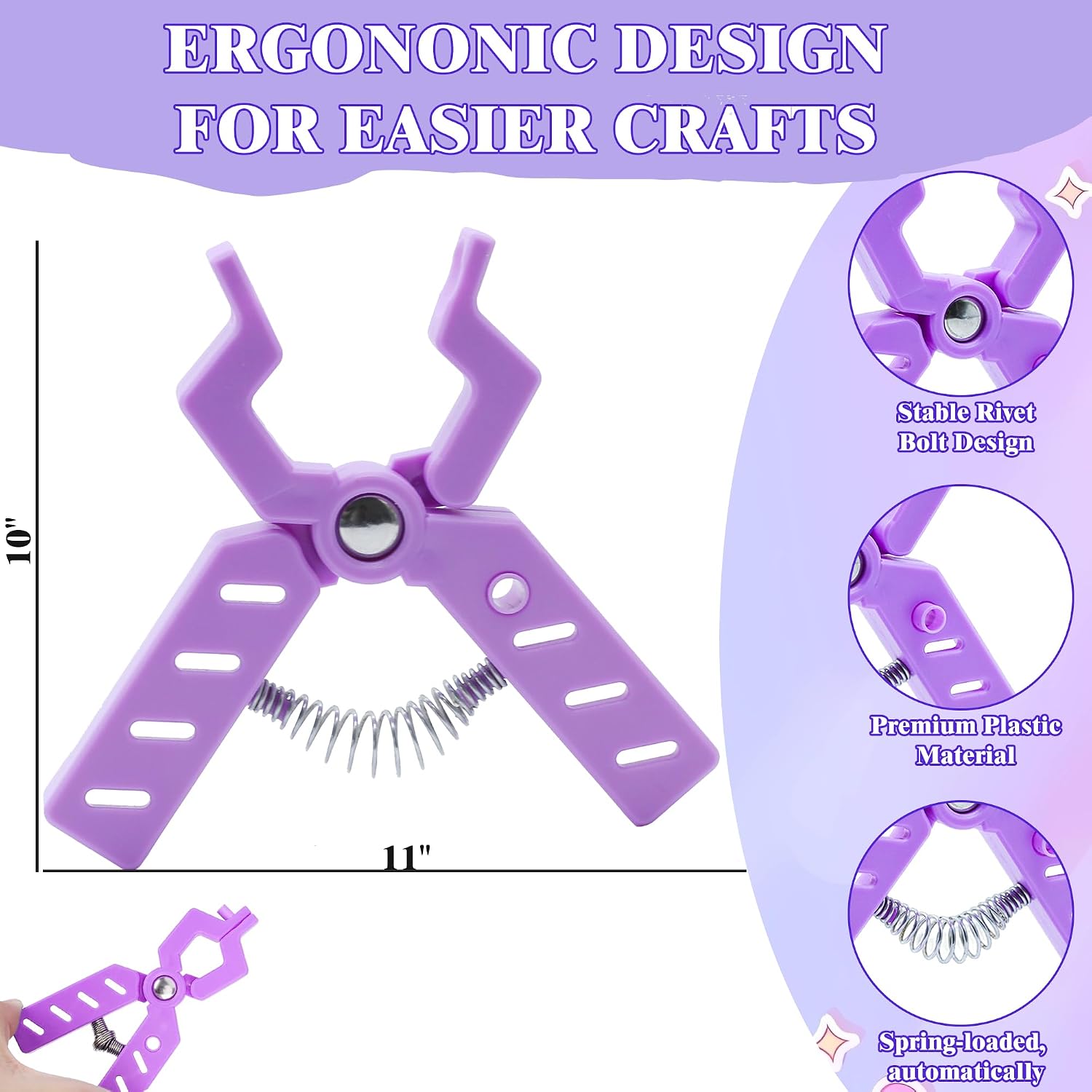 Safety Eye Snapper Tool for Crocheting Safety Eyes Attaching, for Amigurumi Crochet and Stuffed Animals Eyes 5-30mm Ergonomic Making Supplies Tool, Purple