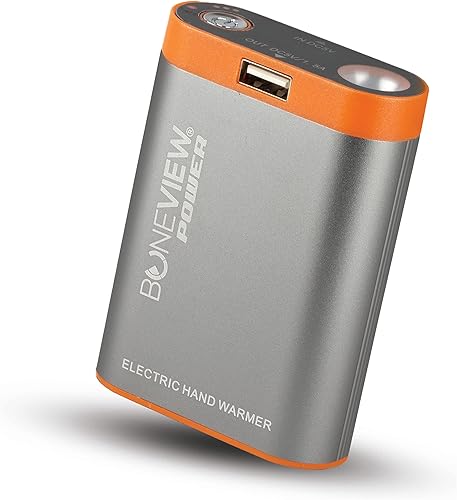 BoneView HotPocket calentador de mano, cargador de teléfono y linterna de led, dura de 6 a 8 horas, negro, normal