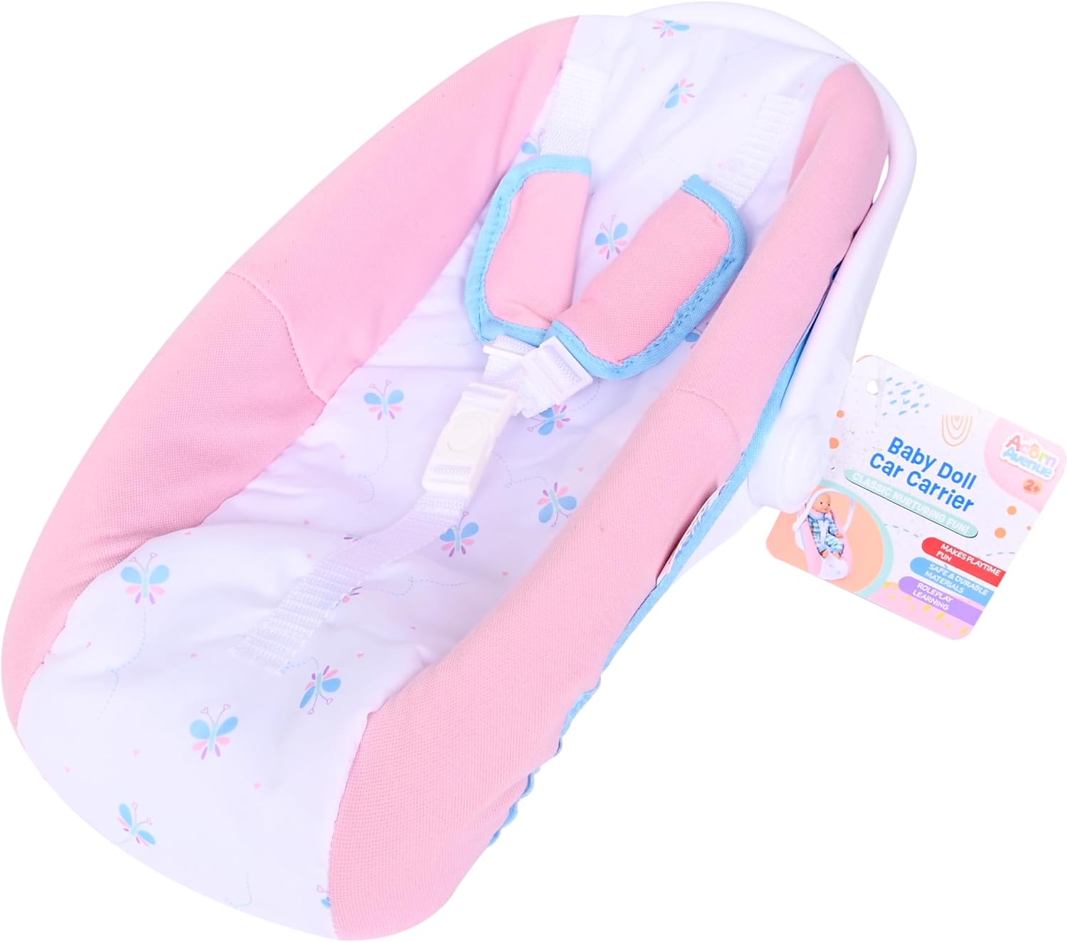 Baby Doll Car Seat Carrier with Base Realistic Toy Carseat for 12-20 Inch Dolls – Portable Travel Seat with Safety Straps & Handle – Kids Pretend Play Accessory