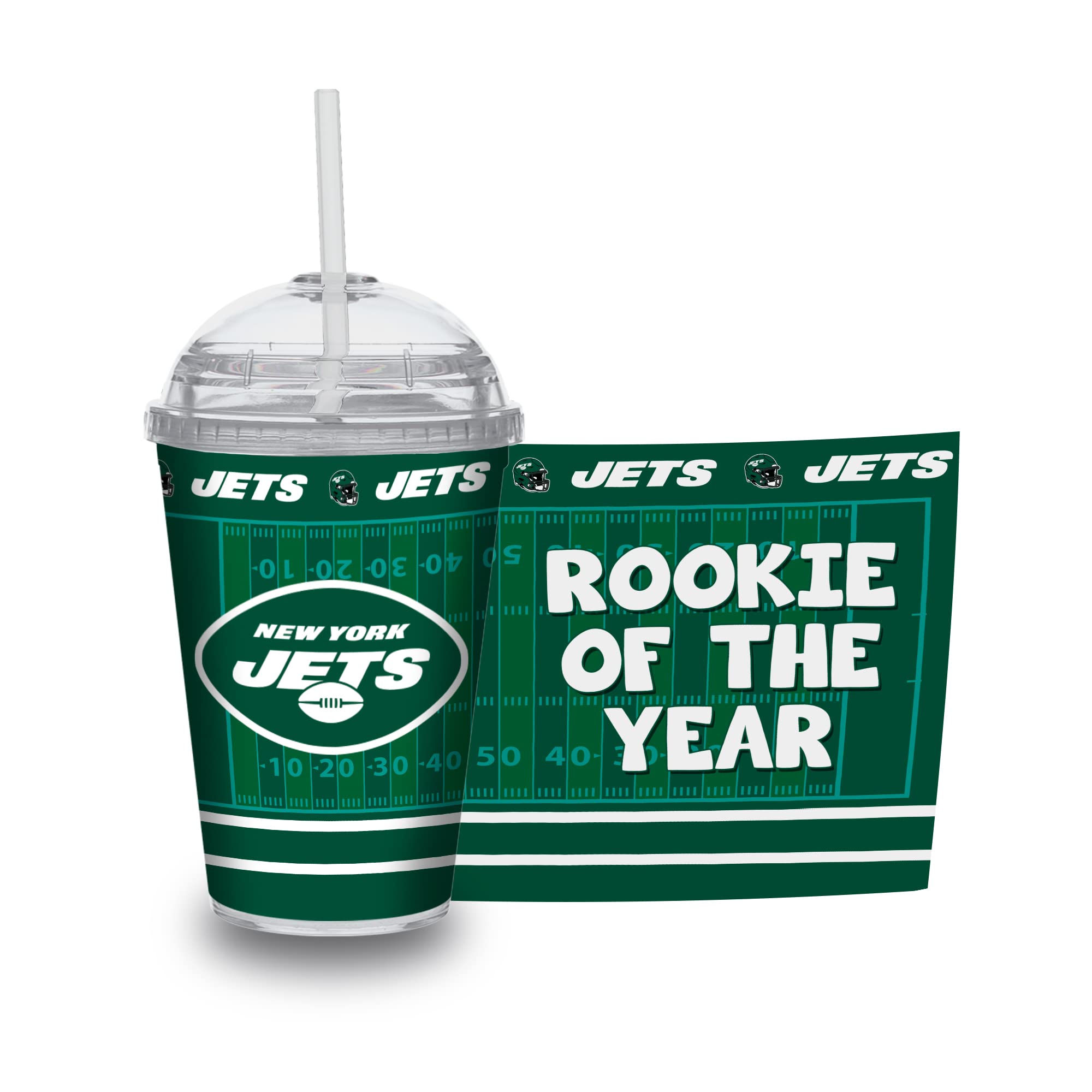 Rico Industries NFL Football Rookie of The Year 12oz Acrylic Tumbler, Youth Tumbler with Swirly Straw