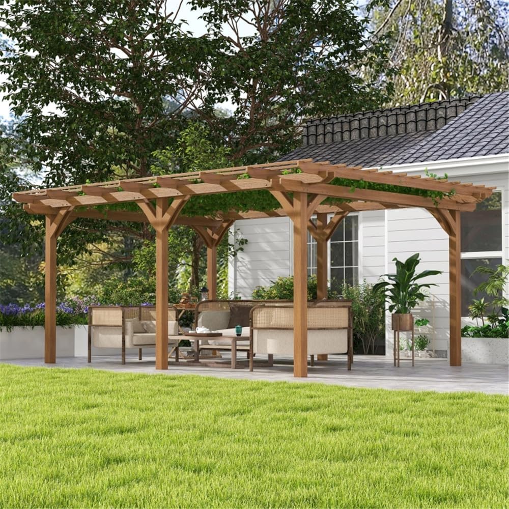 Transform Your Outdoor Space with a Gazebo Featuring a Galvanized Steel Roof - Shelter, Style, and Durability Combined! Ideal for Gardens, Patios, and Backyards (Brown)