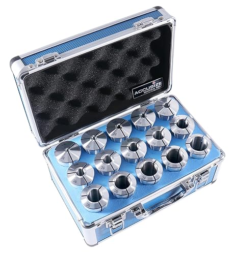 Miniatura 2 de Accusize Industrial Tools 15 pinzas redondas de precisión 5C endurecidas y molidas, 0200-0571 de 1/8-1" por 16th