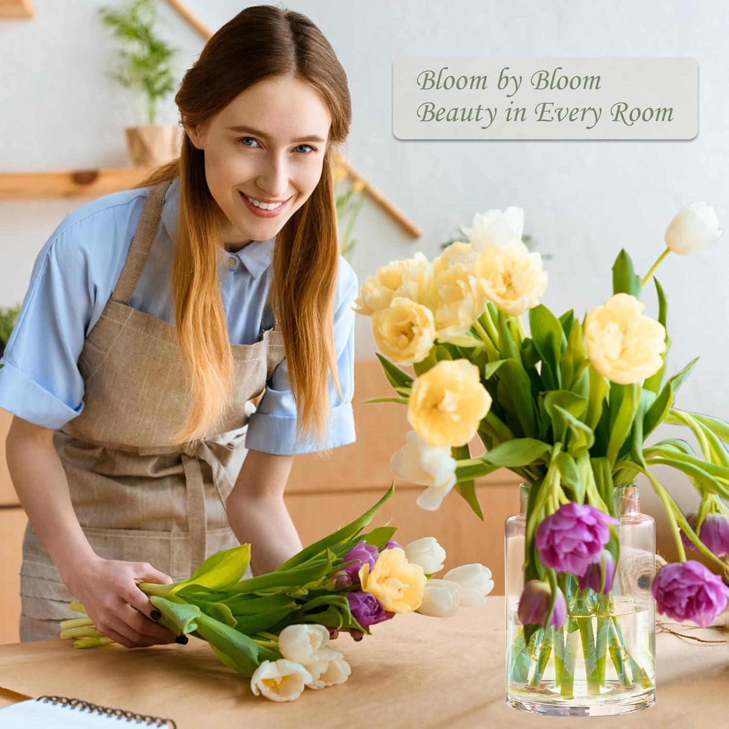 Clear Glass Vases Flower Vases for Centerpieces 9" Large Glass Cylinder Vase for Home Wedding Party Events Office Entryway Décor (Transparent) - Image 4