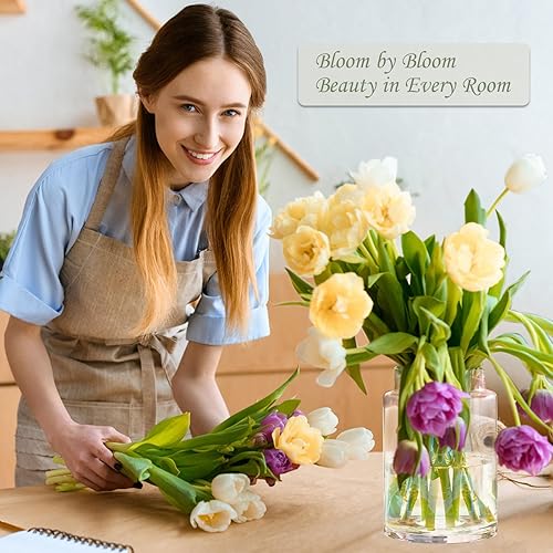 Miniatura 4 de Jarrones de vidrio transparente para centros de mesa, jarrón cilíndrico de vidrio grande de 9 pulgadas para el hogar, boda, fiesta, eventos,