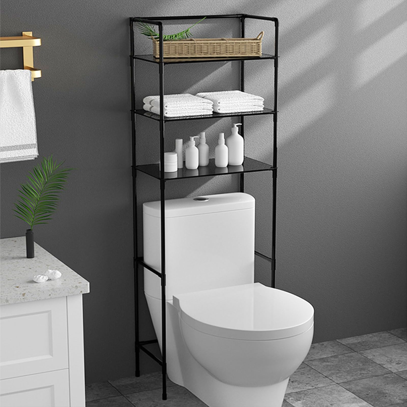 Étagère de toilette Sto sans perçage pour résoudre le manque de rangement WC