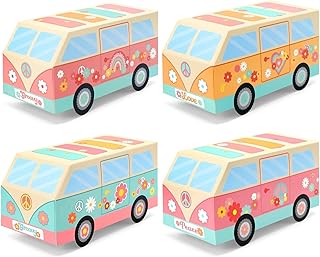 Sinasasspel Groovy Party Favor Boxes Two Groovy Birthday Party Decorations Hippie Bus Treat Goodie Candy Paper Boxes Boho Rainbow Party Supplies Retro 60s Theme Table Centerpieces Christmas Gift Boxes