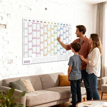 2026 Large Wall Calendar 29 X 20 Inch Large Notebook with Tip Labels And