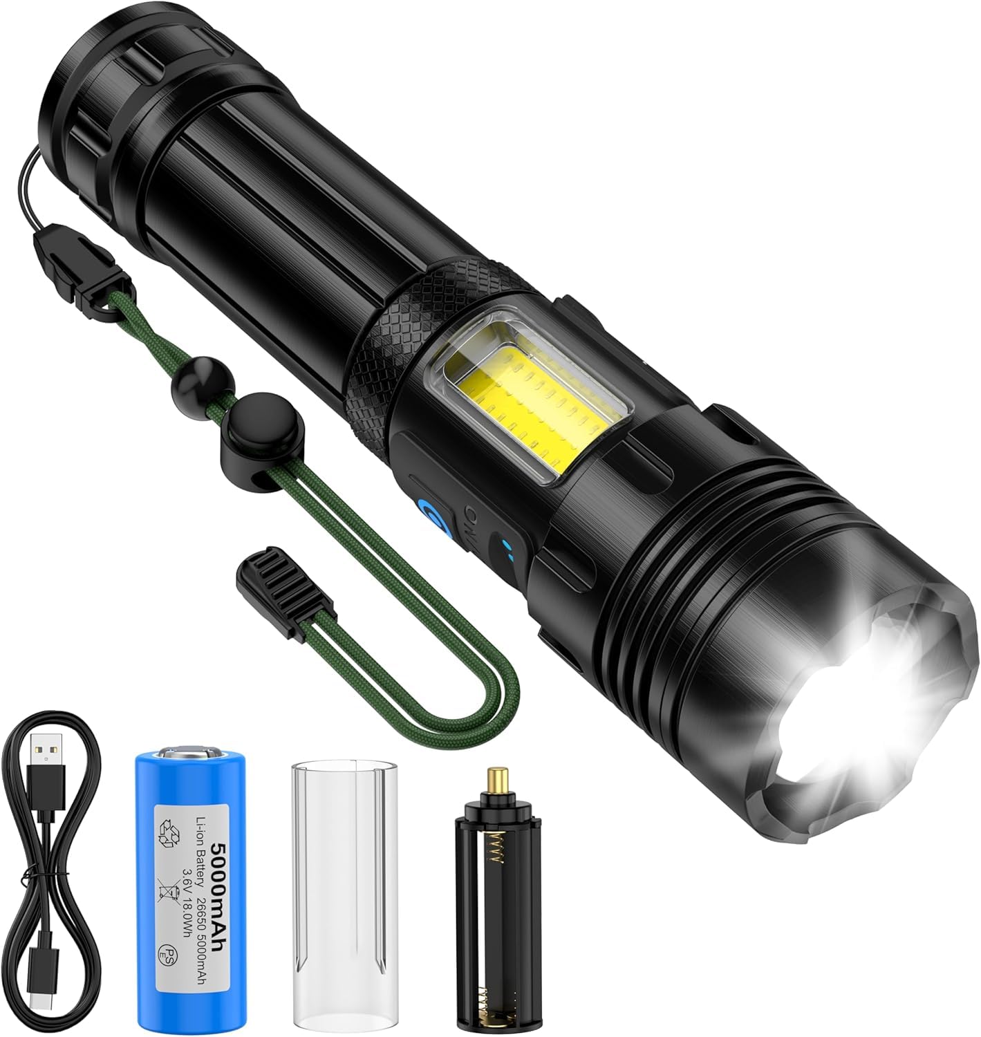 Amazon.co.jp: 懐中電灯 強力 9100lm【XHP160LED 高輝度モデル】Type-C