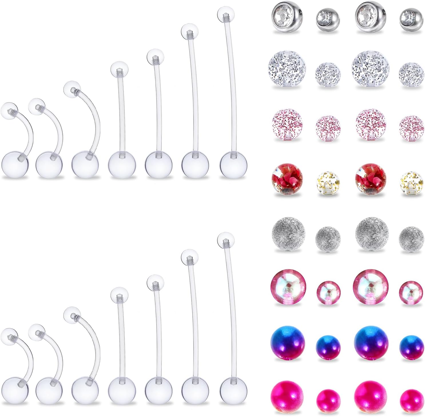 Lusofie Pregnancy-Safe Belly Button Rings - Flexible Silicone Navel Jewelry for Maternity Comfort (10-38mm, Clear). Comfortably Expands with Your Bump, 14G Surgical-Grade
