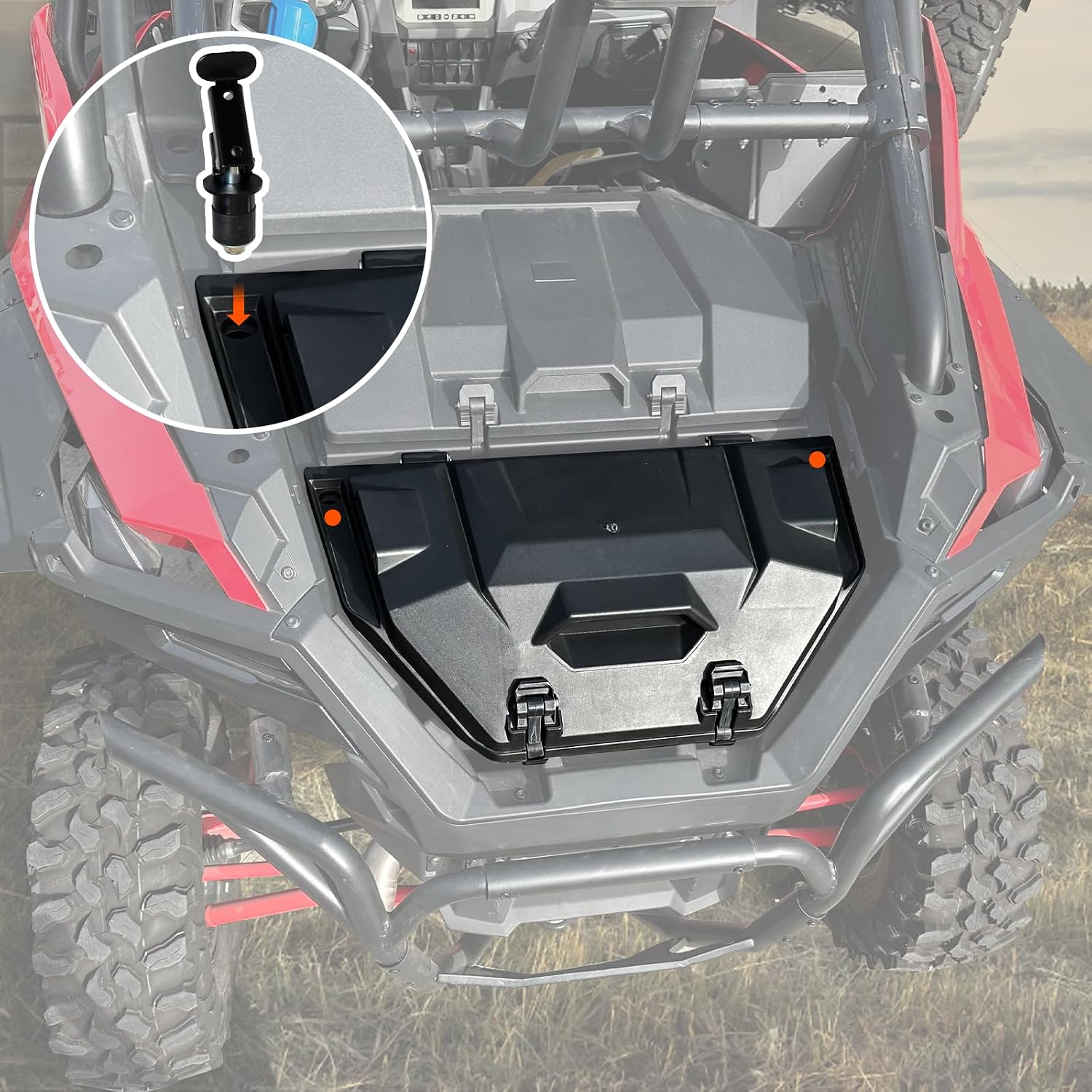 36 QT Rear Cargo Box Compatible with 2022-2025 Polaris RZR Pro R/Pro R 4 Accessories Water Resistant UTV Rear Cargo Tool Storage Box W/ 2 Lockable Latches Replacement for 2884236