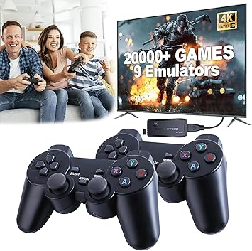 4K Game Stick Lite with 20000+ Retro Games & 9 Emulators Plug & Play HDMI Wireless TV Console with 2.4G Dual Controllers, 32GB Card for Kids & Adults