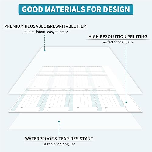 Miniatura 4 de Calendario grande de borrado en seco para pared, calendario anual de pared de borrado en seco, 58 x 37 pulgadas, calendario en blanco sin fecha de