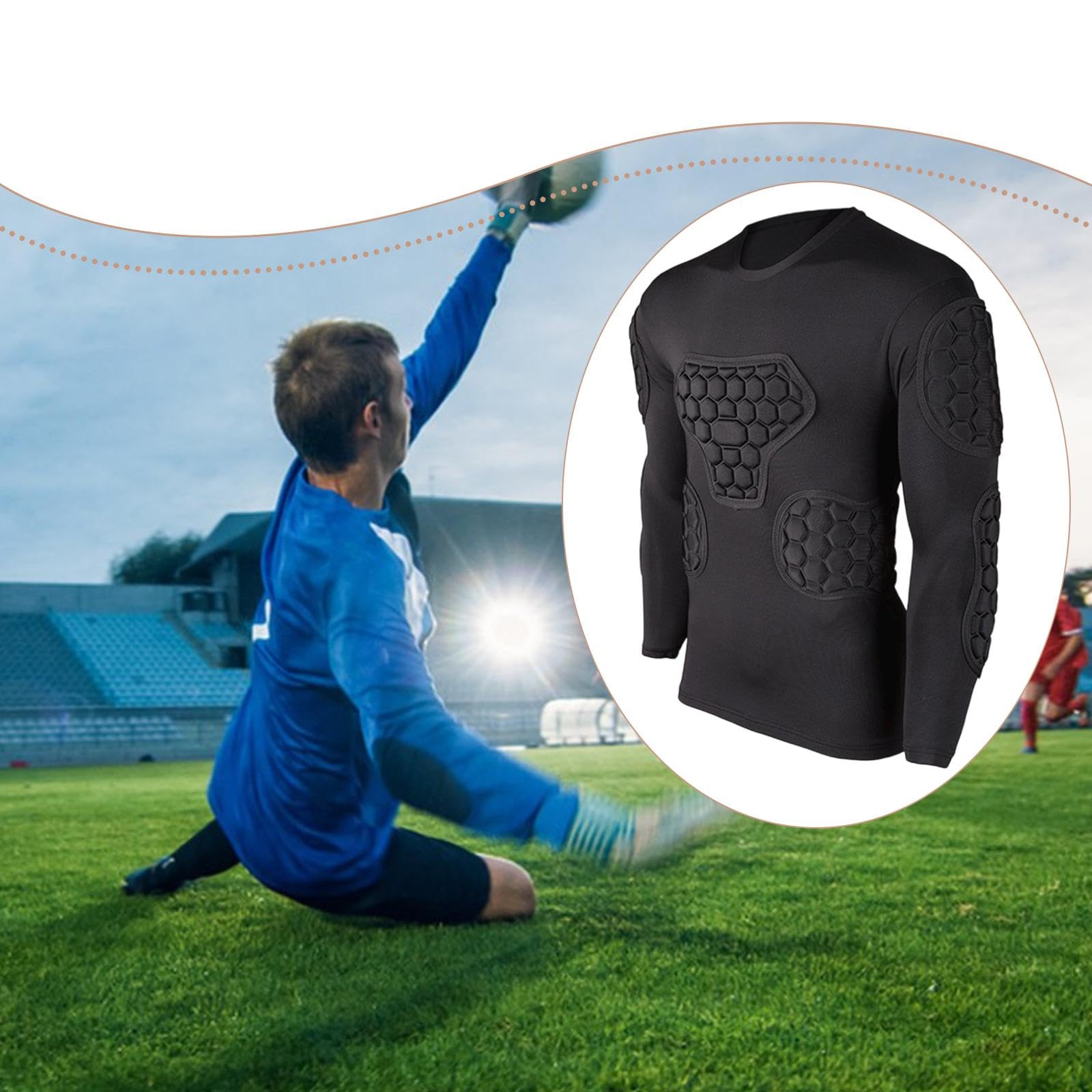 Maglia a Compressione Imbottita da Uomo, Protezione Costale Antiurto, Calcio, Rugby, Abbigliamento Sportivo,