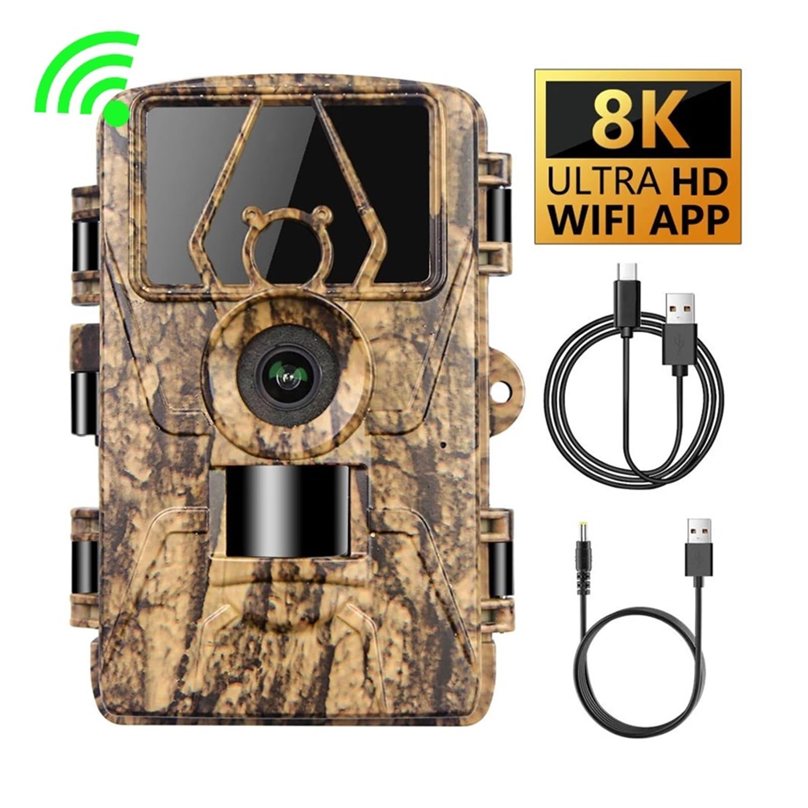 8K WiFi wasserdichte Wildkamera PR801W 60MP Unterstützt APP-Anzeige for Die Tierjagd Im Freien, Nachtsicht Und Farmüberwachung Hohe AuflöSung(Add 32GB)