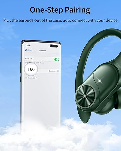 Miniatura 4 de PocBuds Auriculares Bluetooth inalámbricos 80 horas de reproducción, estuche de carga inalámbrica, pantalla digital, auriculares deportivos con