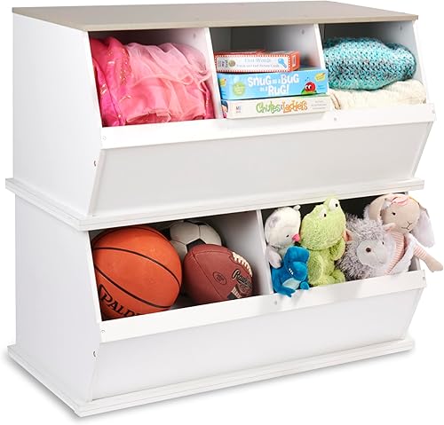 Miniatura 15 de Badger Basket Organizador apilable de almacenamiento de juguetes de tres cubos para niños, sala de juegos, guardería o dormitorio, diseño de madera