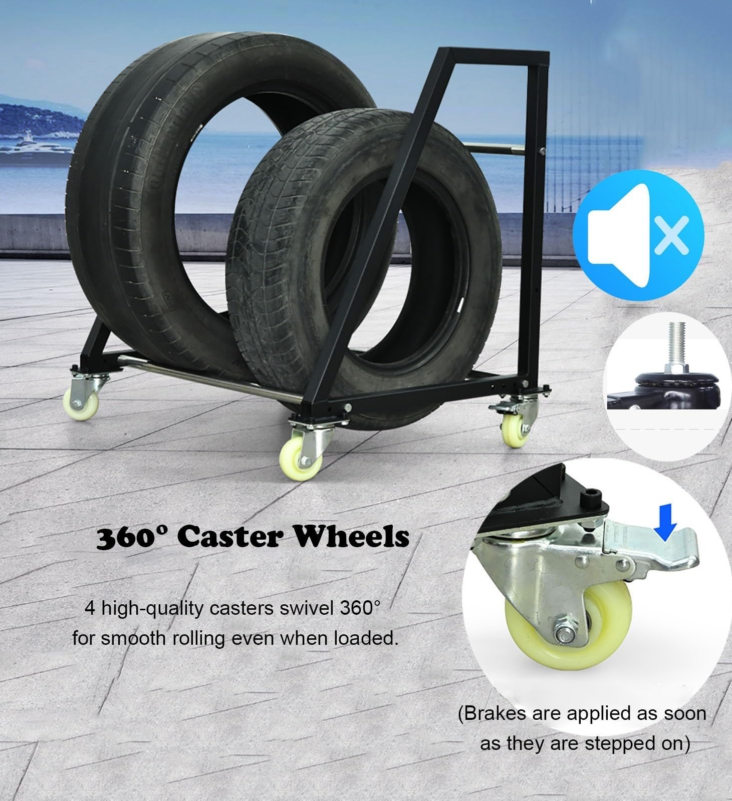 Porta Pneumatici, mozzi Pneumatici Esterni, Cerchi, Porta Pneumatici con 4 Ruote a 360°, Organizer per Ruota di scorta per 17, 19, 20 e 22 Pollici, Porta Pneumatici per capannoni, Garage, se