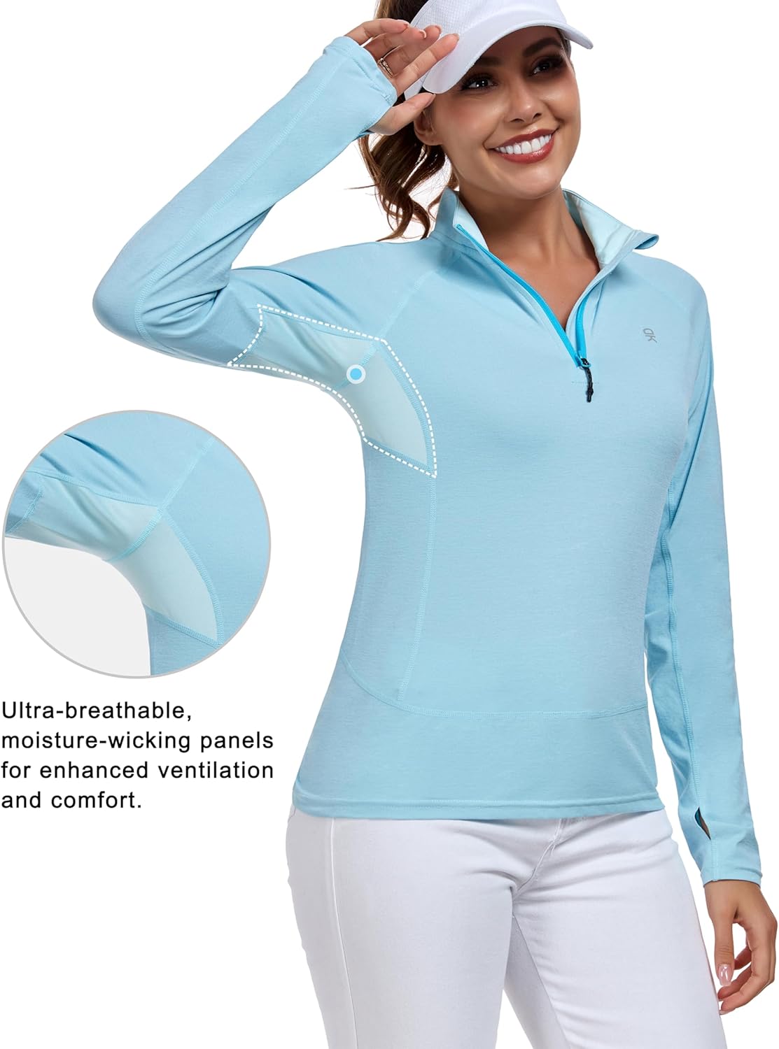 Little Donkey Andy Women's Golf Shirts Long Sleeve 1/4 Zip Athletic Lightweight Quick Dry Workout Hiking Athletic Shirts
