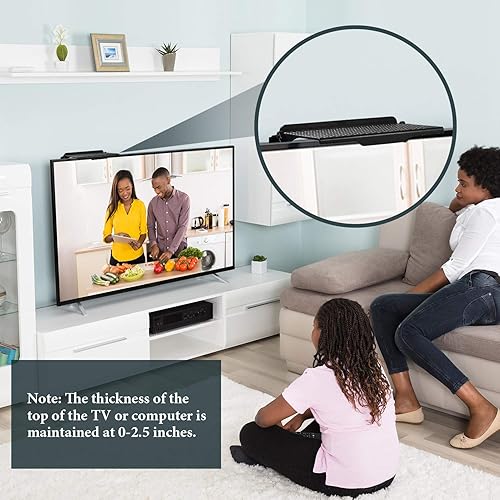 Miniatura 6 de Jetec Estante superior de pantalla de 3 piezas, soporte de almacenamiento superior de TV, estante ajustable de 2 patas para soporte de teléfono