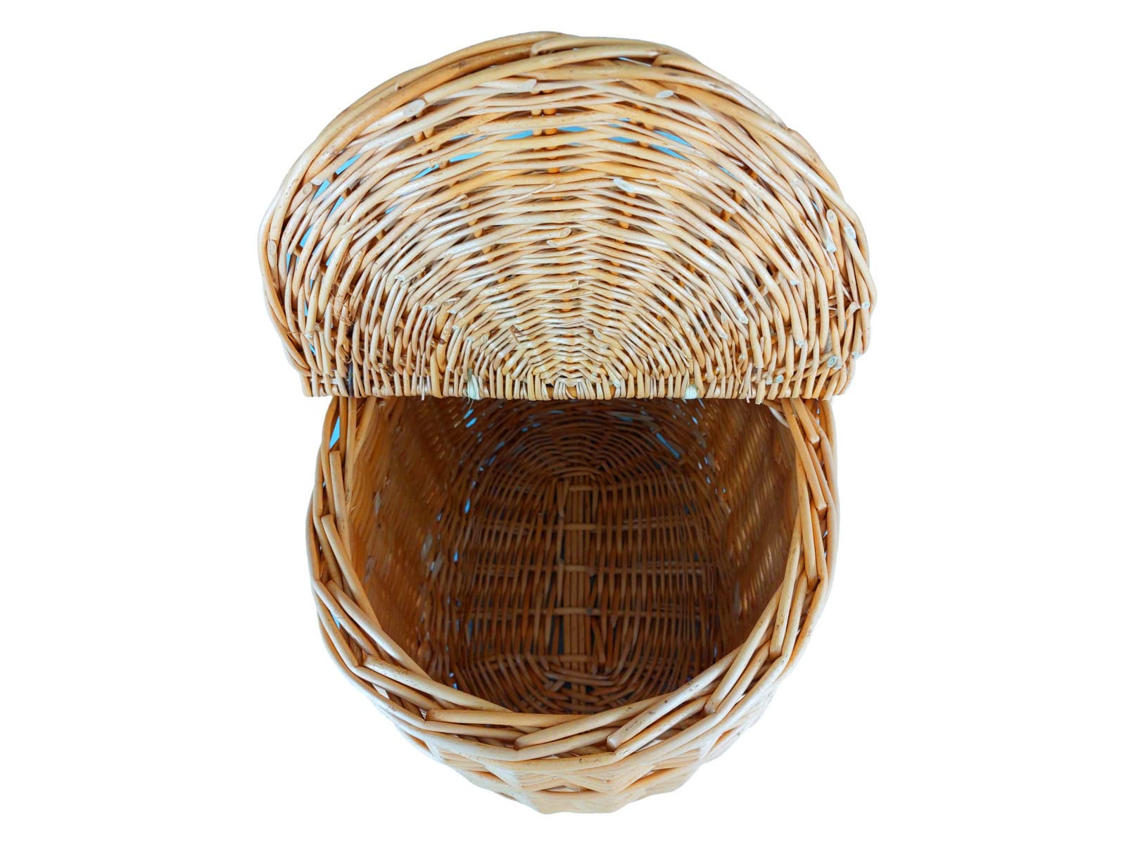 Cesta de mimbre para pícnic/camping, cesta de la compra, para frutas, verduras o setas, con doble tapa, cesta de almacenamiento, tejida a mano, 41 x 30 cm, 25/40 cm